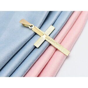 Unique 18K Solid Yellow Gold Religious Designer Diamond Cut Cross Charm Pendant